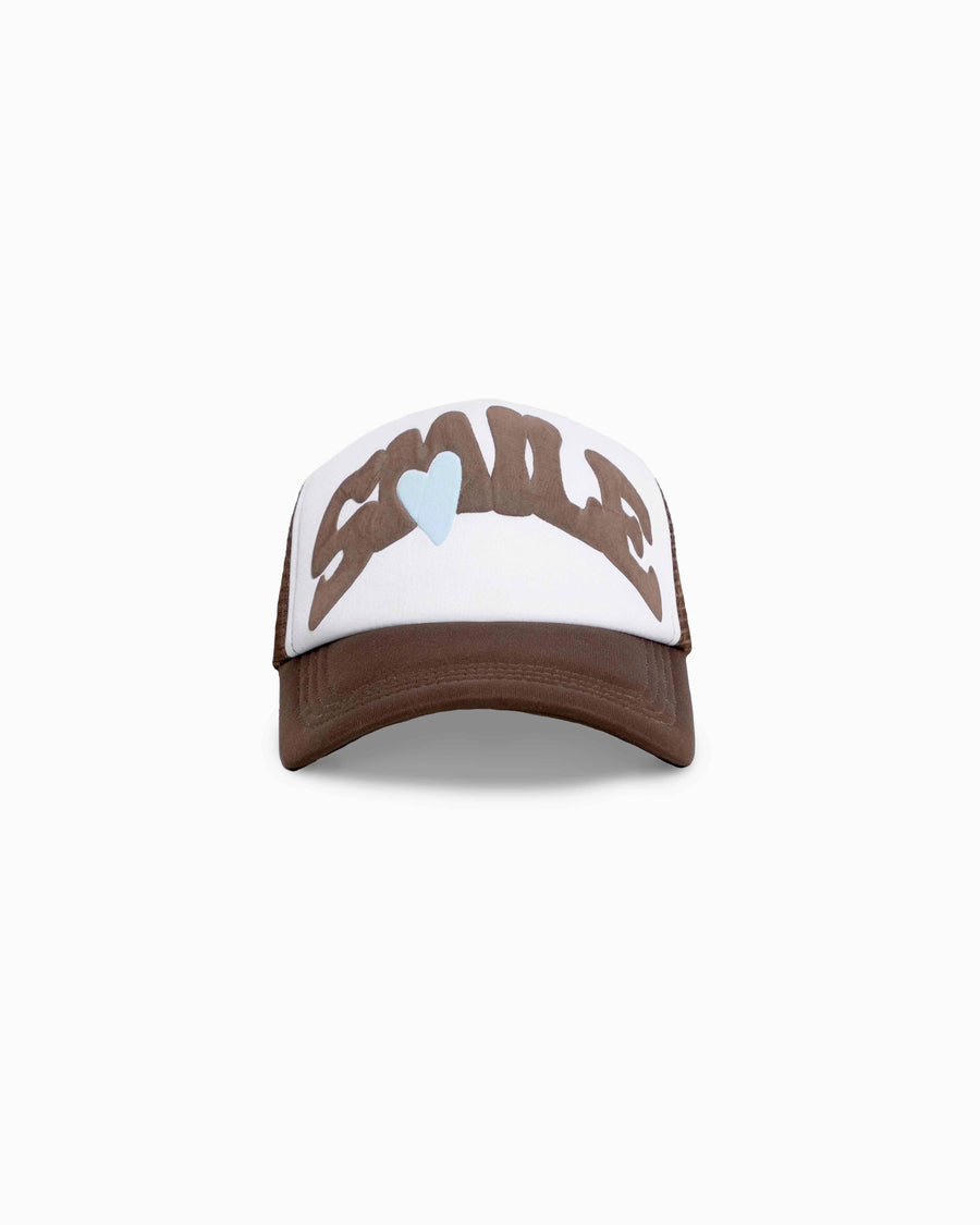 Happy Heart Trucker Brown/White